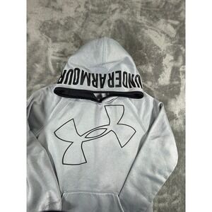 Under Armour Gray Hoodie Coldgear Loose Fit Logo Big Logo Boys Youth Medium M